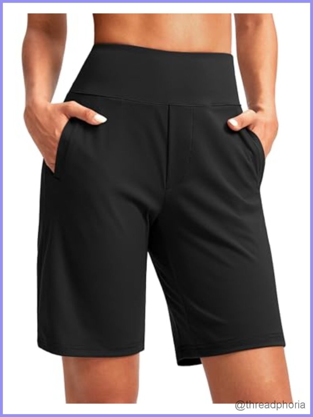 Women's High Waist Bermuda Shorts 9" Inseam 4 Pockets Stretch